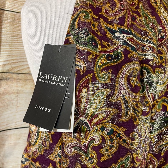 Black label LRL halter paisley metallic jacquard gown with belt women size 12 - Picture 14 of 15